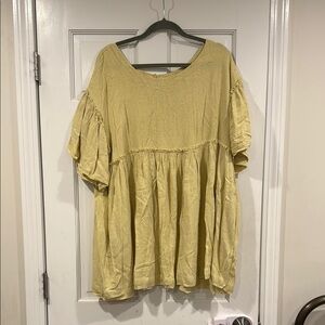 TALULAH Yellow Tunic Top with Elegant Design Medium